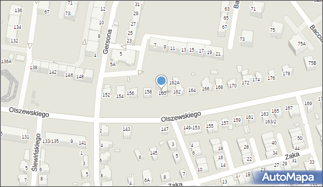 Wrocław, Olszewskiego Karola, 160, mapa Wrocławia