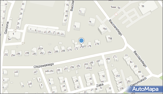 Wrocław, Olszewskiego Karola, 174, mapa Wrocławia