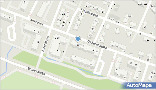 Wrocław, Olbrachtowska, 18, mapa Wrocławia