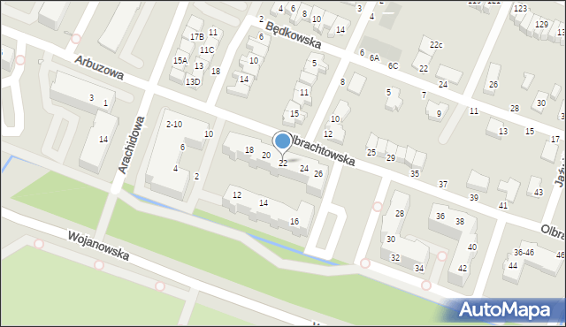 Wrocław, Olbrachtowska, 22, mapa Wrocławia