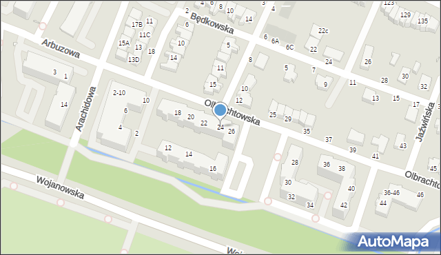 Wrocław, Olbrachtowska, 24, mapa Wrocławia