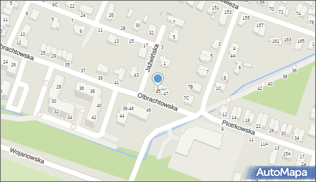 Wrocław, Olbrachtowska, 45, mapa Wrocławia