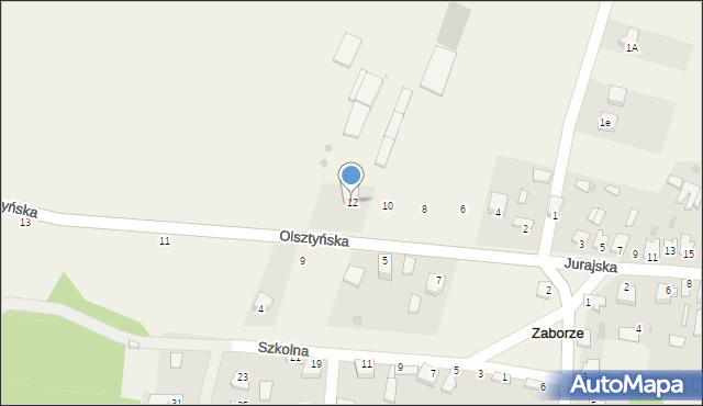Zaborze, Olsztyńska, 12, mapa Zaborze