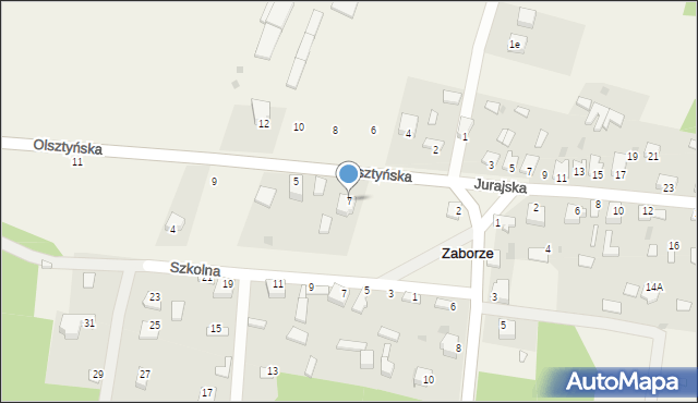 Zaborze, Olsztyńska, 7, mapa Zaborze