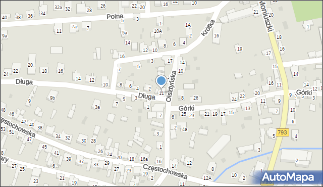 Żarki, Olsztyńska, 11, mapa Żarki
