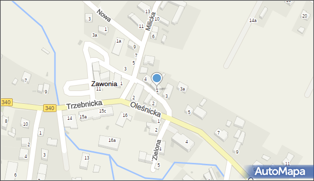 Zawonia, Oleśnicka, 1, mapa Zawonia