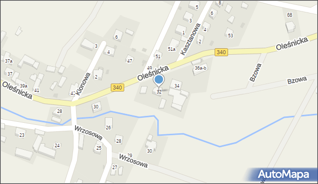 Zawonia, Oleśnicka, 32, mapa Zawonia