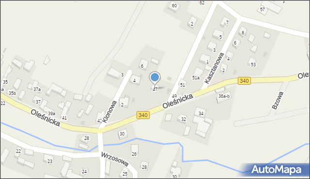 Zawonia, Oleśnicka, 47, mapa Zawonia