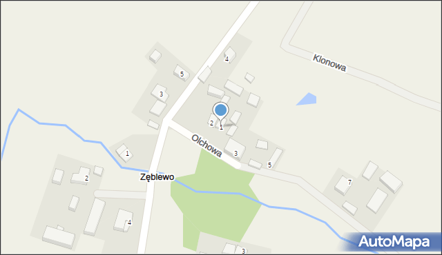 Zęblewo, Olchowa, 1, mapa Zęblewo