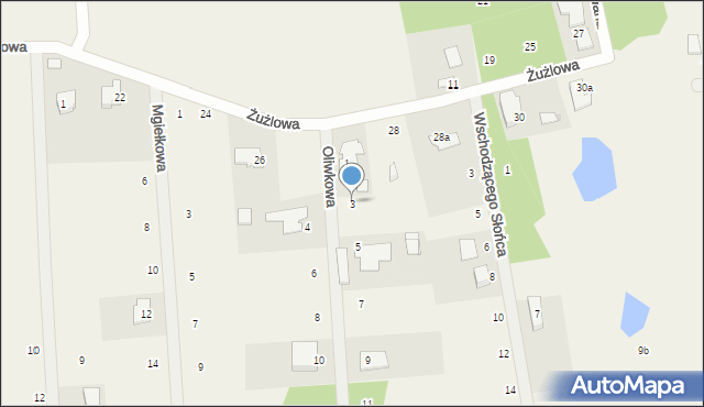 Żelechów, Oliwkowa, 3, mapa Żelechów