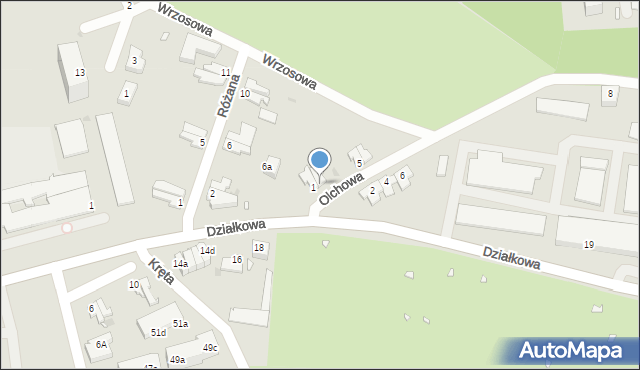 Zielona Góra, Olchowa, 3, mapa Zielona Góra