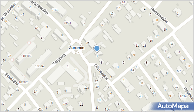 Żuromin, Olszewska, 1, mapa Żuromin