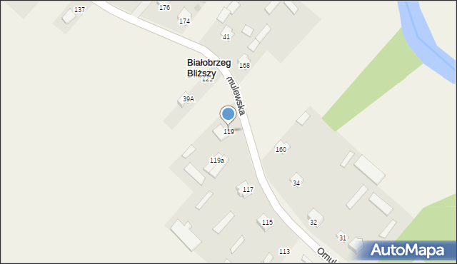 Białobrzeg Bliższy, Omulewska, 119, mapa Białobrzeg Bliższy