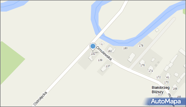 Białobrzeg Bliższy, Omulewska, 141, mapa Białobrzeg Bliższy