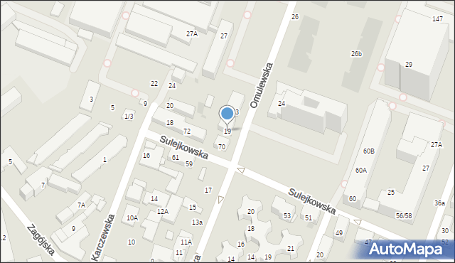 Warszawa, Omulewska, 19, mapa Warszawy