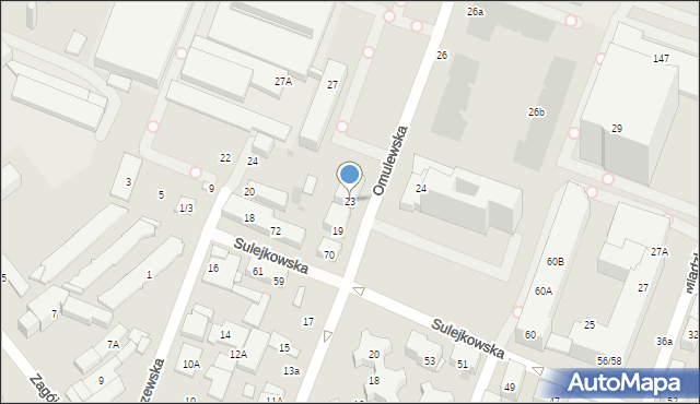 Warszawa, Omulewska, 23, mapa Warszawy