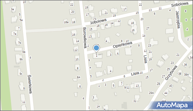 Biała Podlaska, Opieńkowa, 1, mapa Białej Podlaskiej