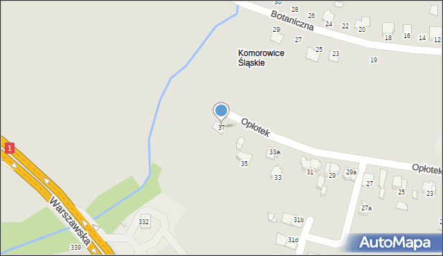 Bielsko-Biała, Opłotek, 37, mapa Bielsko-Białej