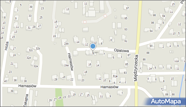 Bielsko-Biała, Opalowa, 9, mapa Bielsko-Białej