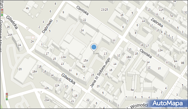 Katowice, Opolska, 22p, mapa Katowic