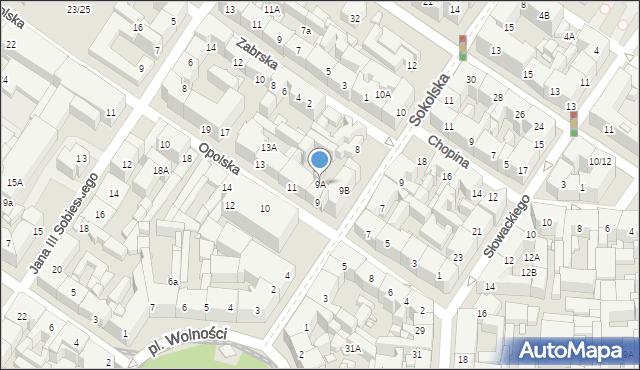 Katowice, Opolska, 9A, mapa Katowic