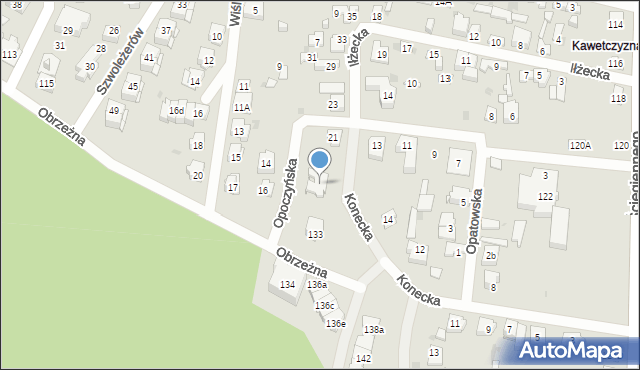 Kielce, Opoczyńska, 25, mapa Kielc