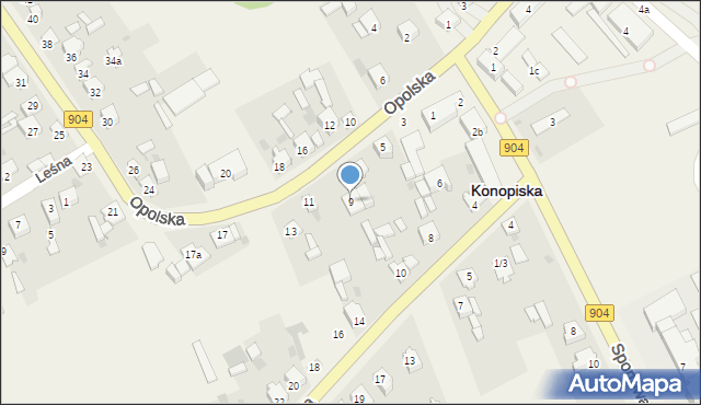 Konopiska, Opolska, 9, mapa Konopiska