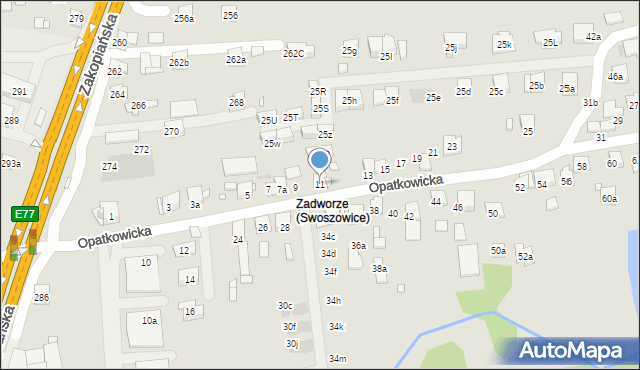 Kraków, Opatkowicka, 11, mapa Krakowa