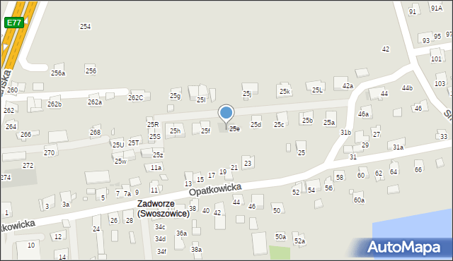 Kraków, Opatkowicka, 25ea, mapa Krakowa