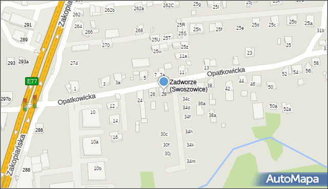 Kraków, Opatkowicka, 28, mapa Krakowa