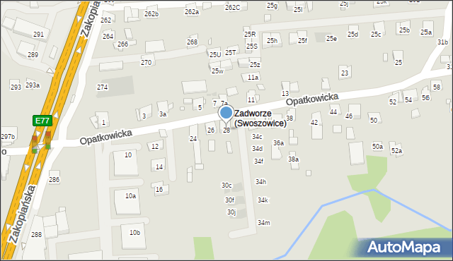 Kraków, Opatkowicka, 28, mapa Krakowa