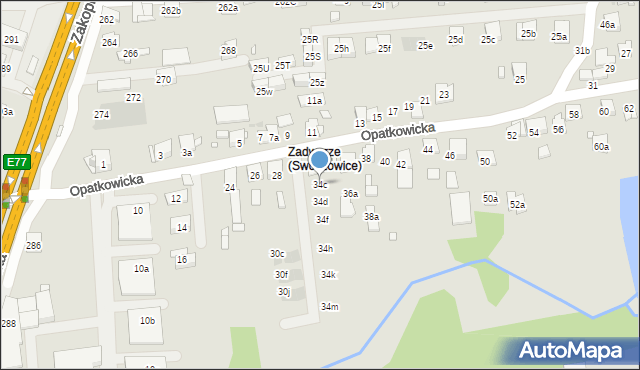 Kraków, Opatkowicka, 34c, mapa Krakowa