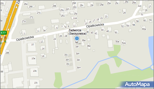 Kraków, Opatkowicka, 34e, mapa Krakowa