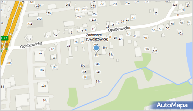 Kraków, Opatkowicka, 34f, mapa Krakowa