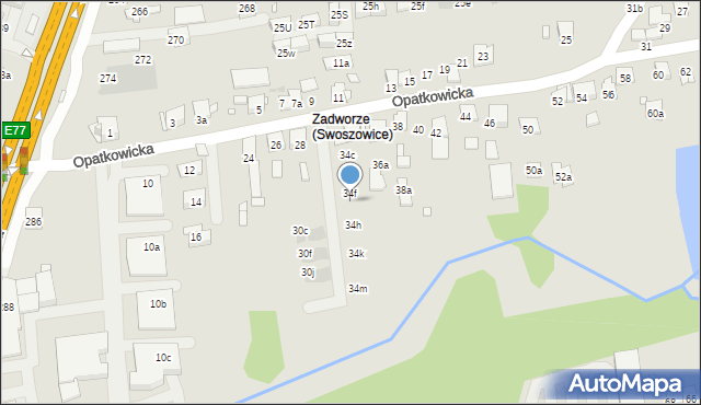 Kraków, Opatkowicka, 34g, mapa Krakowa