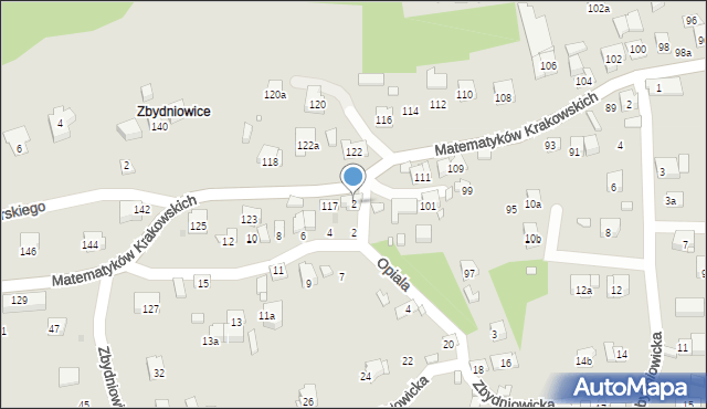 Kraków, Opiala Zdzisława, 2, mapa Krakowa