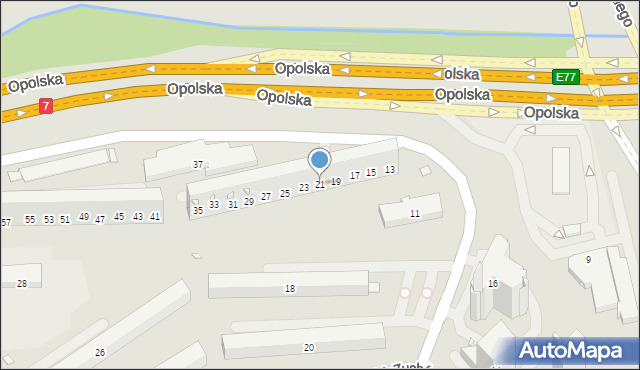 Kraków, Opolska, 21, mapa Krakowa