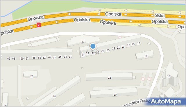 Kraków, Opolska, 31, mapa Krakowa