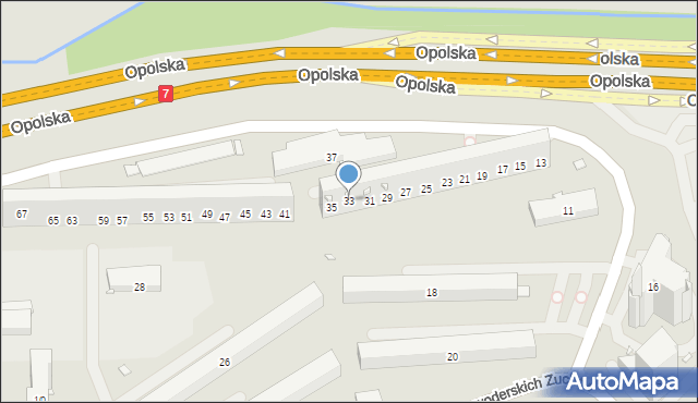 Kraków, Opolska, 33, mapa Krakowa