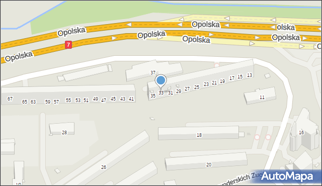 Kraków, Opolska, 33, mapa Krakowa