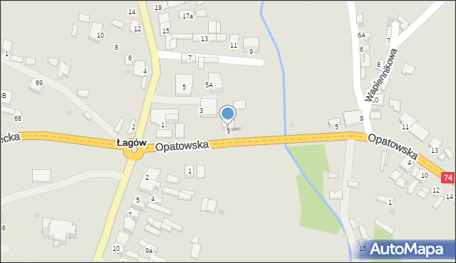 Łagów, Opatowska, 3, mapa Łagów