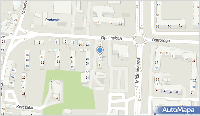 Leszno, Opalińskich, 7, mapa Leszno