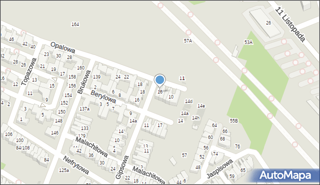 Łódź, Opalowa, 16, mapa Łodzi