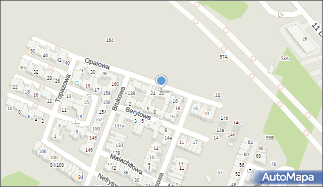 Łódź, Opalowa, 22, mapa Łodzi