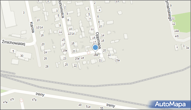 Łódź, Oppmana Artura, 19a, mapa Łodzi