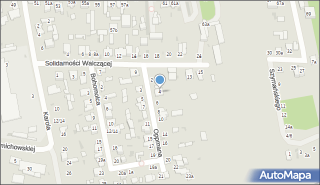 Łódź, Oppmana-Or-Ota Artura, 4, mapa Łodzi