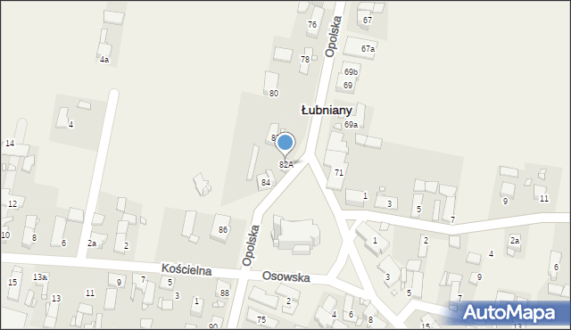 Łubniany, Opolska, 82A, mapa Łubniany