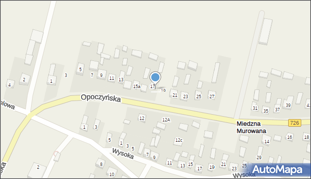 Miedzna Murowana, Opoczyńska, 17A, mapa Miedzna Murowana