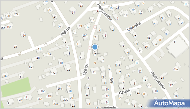 Niepołomice, Opłotki, 7, mapa Niepołomice