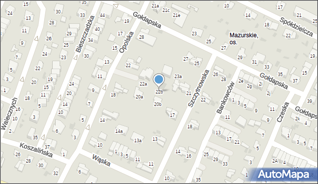 Olsztyn, Opolska, 22b, mapa Olsztyna